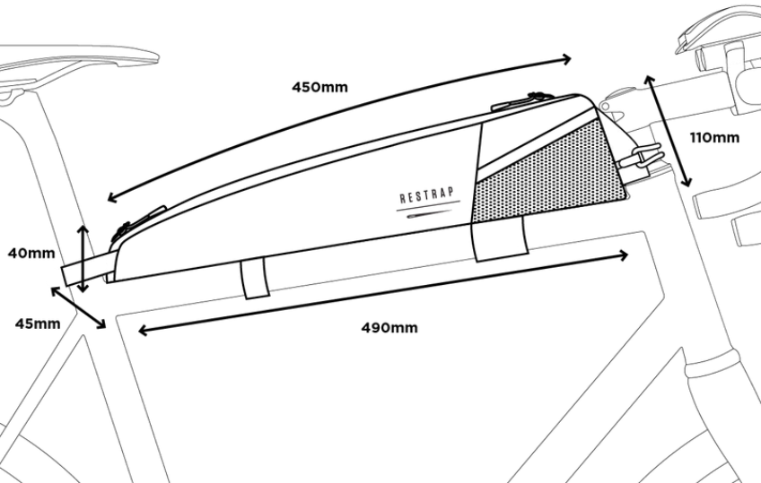 Restrap Race Top Tube Bag 2 liter Lange uitvoering